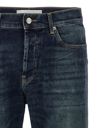 Jeans de pierna recta de algodón azul