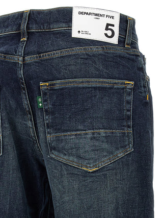 Jeans de pierna recta de algodón azul