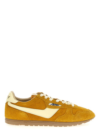 Bicolor Leather Athletic Sneakers