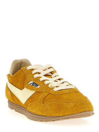 Bicolor Leather Athletic Sneakers