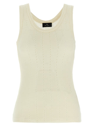 White Silk Sleeveles T-Shirt