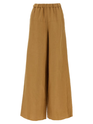 Brown Flax Casual Pants
