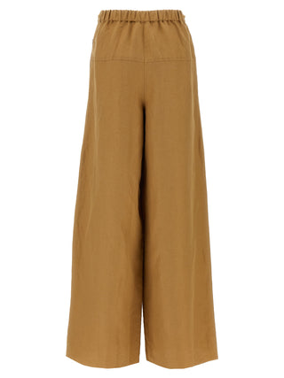 Brown Flax Casual Pants