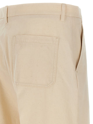 Beige Cotton Casual Pants