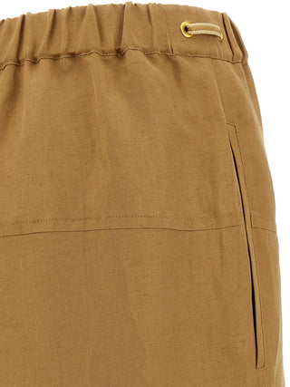Brown Flax Casual Pants