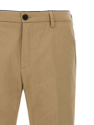 Beige Cotton Cropped Pants