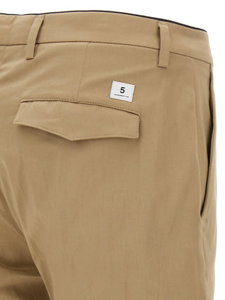 Beige Cotton Cropped Pants