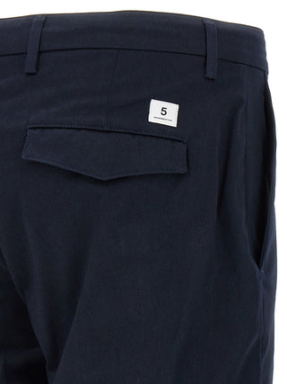 Blue Cotton Cropped Pants
