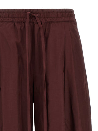 Bordeaux Polyester Casual Pants