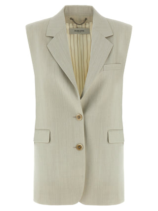 Chaleco sin mangas beige de lana virgen