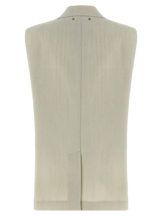 Chaleco sin mangas beige de lana virgen