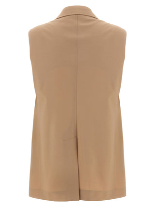 Beige Virgin Wool Sleeveless Jacket