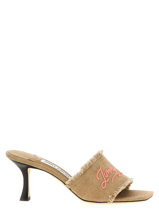Beige Textile Platform Sandals