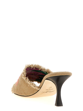 Beige Textile Platform Sandals