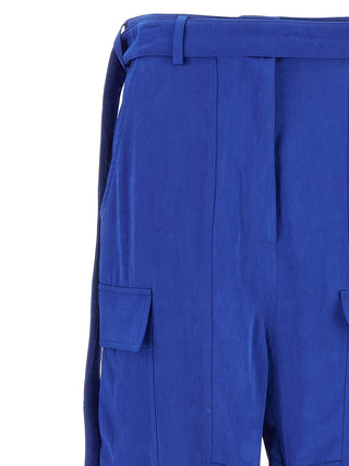 Blue Lyocell Cargo Pants