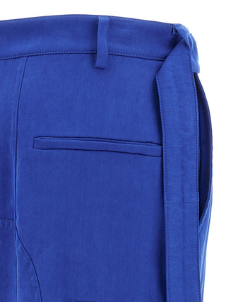 Blue Lyocell Cargo Pants