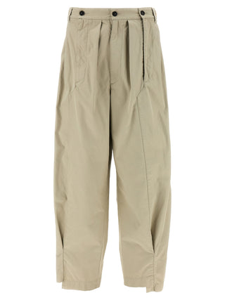Beige Cotton Casual Pants