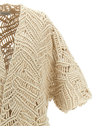 Cárdigan beige de seda