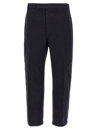 Blue Cotton Casual Pants