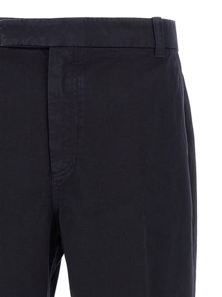 Blue Cotton Casual Pants