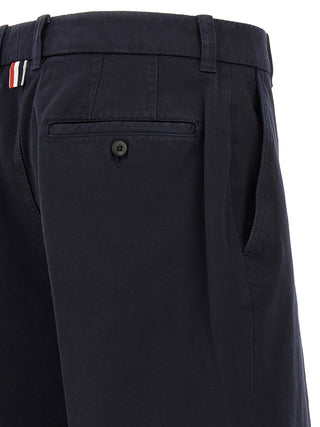 Blue Cotton Casual Pants