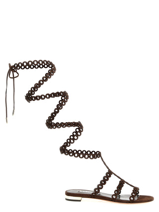 Brown Goatskin Flat Sandals