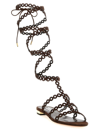 Brown Goatskin Flat Sandals