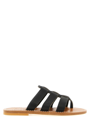 Black Cowhide Slides