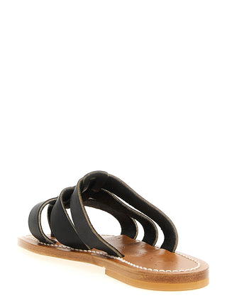 Black Cowhide Slides