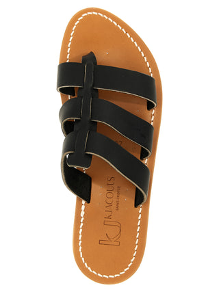 Black Cowhide Slides