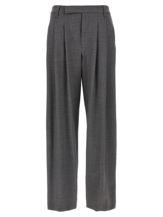 Gray Virgin Wool Casual Pants
