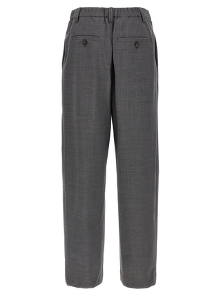 Gray Virgin Wool Casual Pants