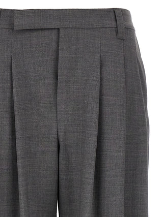 Gray Virgin Wool Casual Pants
