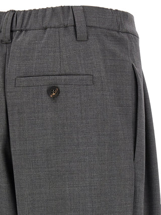 Gray Virgin Wool Casual Pants