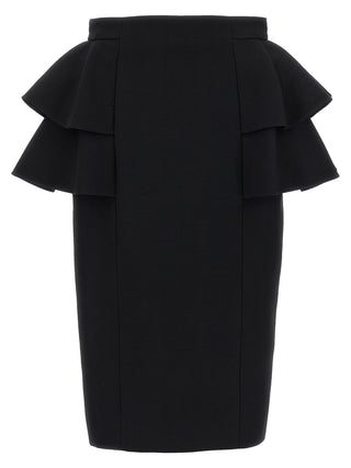 Black Virgin Wool Midi Skirt
