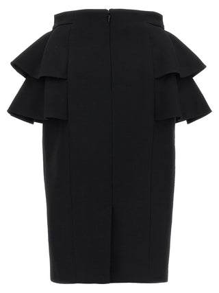 Black Virgin Wool Midi Skirt