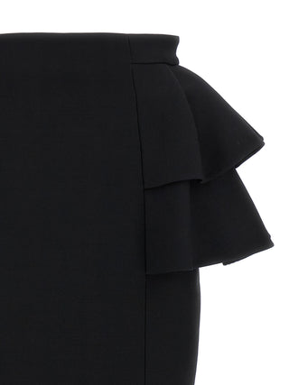 Black Virgin Wool Midi Skirt