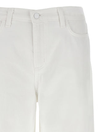 Jeans blancos de algodón de talle alto