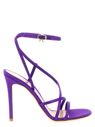 Sandalias de tacón stiletto de tela morada
