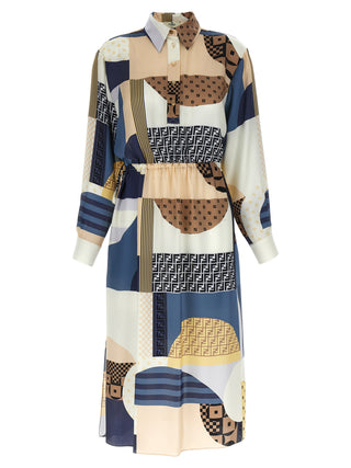 Multicolor Silk Midi Dress