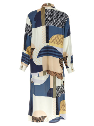 Multicolor Silk Midi Dress