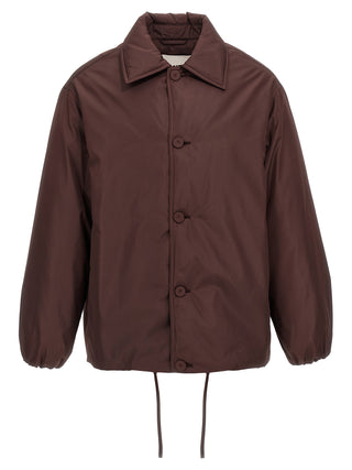 Brown Polyester Full-Length Jacket
