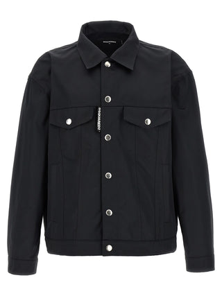 Black Polyester Full-Length Jacket