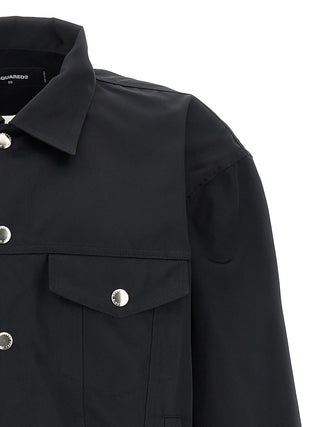Black Polyester Full-Length Jacket