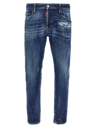 Jeans ajustados de algodón azul