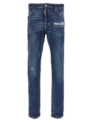 Jeans ajustados de algodón azul