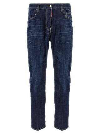 Jeans de pierna recta de algodón azul