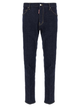 Jeans ajustados de algodón azul