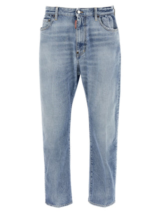 Jeans de algodón azul de corte relajado  