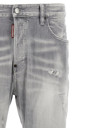 Gray Cotton Straight-Leg Jeans